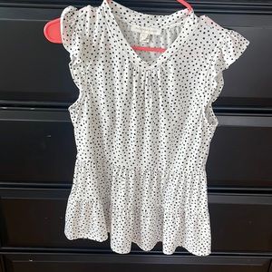 Black and white polka dot blouse